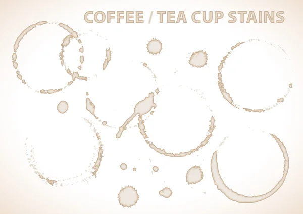 Manchas de taza de café o té — Vector de stock