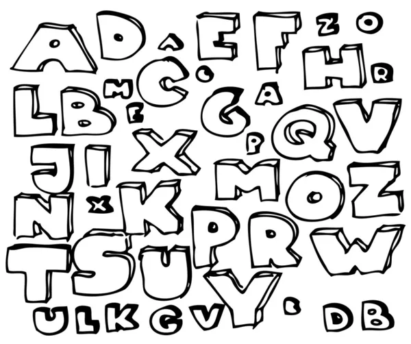 Alfabeto de doodle desenhado à mão — Vetor de Stock