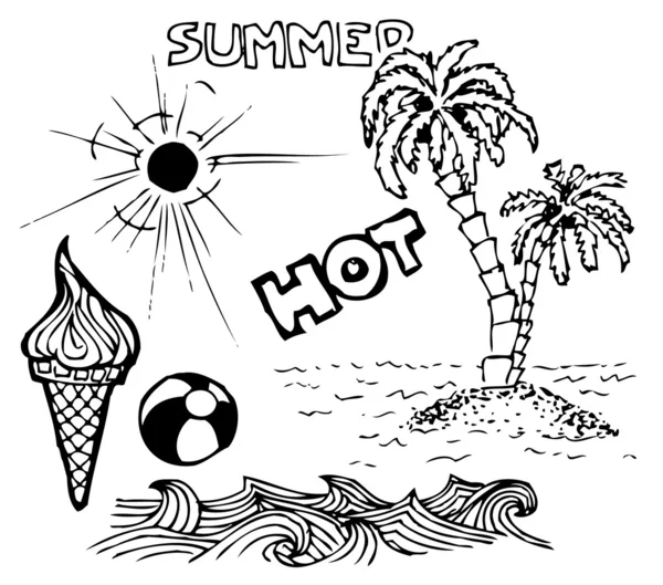 Elementos garabatos de verano — Archivo Imágenes Vectoriales