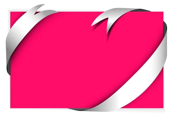 Fita branca em torno de papel rosa em branco — Vetor de Stock