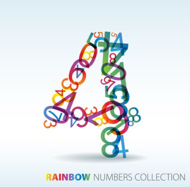 Number four made from colorful numbers clipart