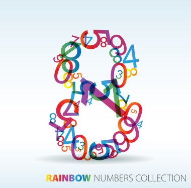 Number eight made from colorful numbers clipart