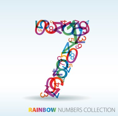 Number seven made from colorful numbers clipart