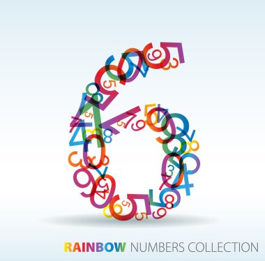 Number six made from colorful numbers clipart