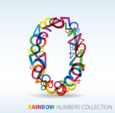 Number zero made from colorful numbers clipart