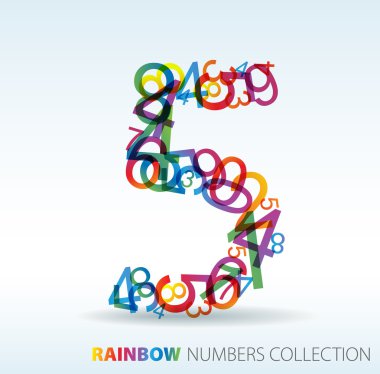 Number five made from colorful numbers clipart