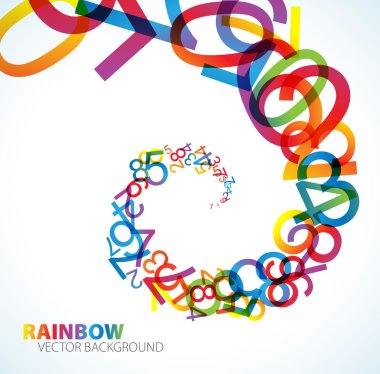 Abstract background with colorful rainbow numbers clipart