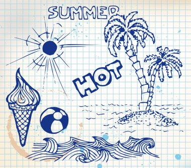 Summer doodle elements clipart
