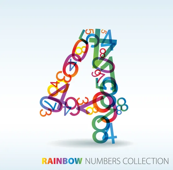 Number four made from colorful numbers — Stock Vector