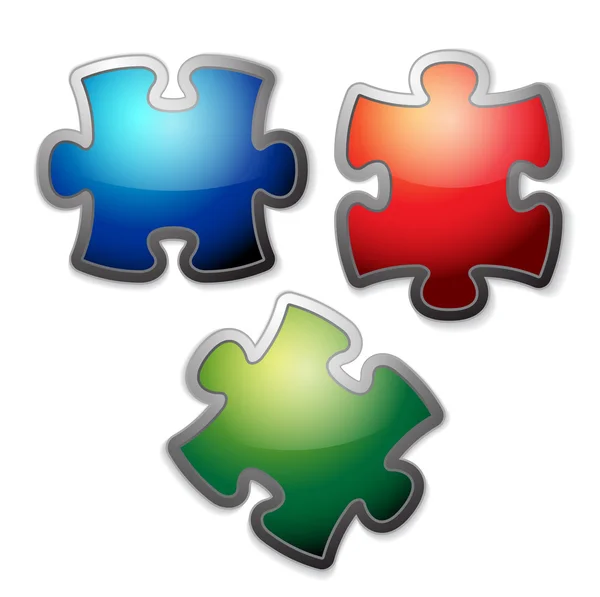 Hochglanz bunte Puzzle-Set — Stockvektor
