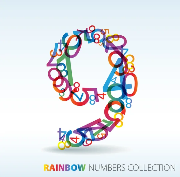 Number nine made from colorful numbers — Stock Vector