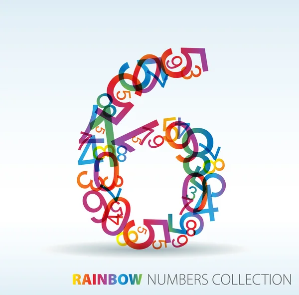 Número seis hecho de números coloridos — Archivo Imágenes Vectoriales