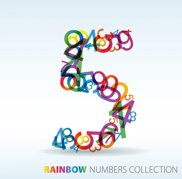 Number five made from colorful numbers — Stockvector