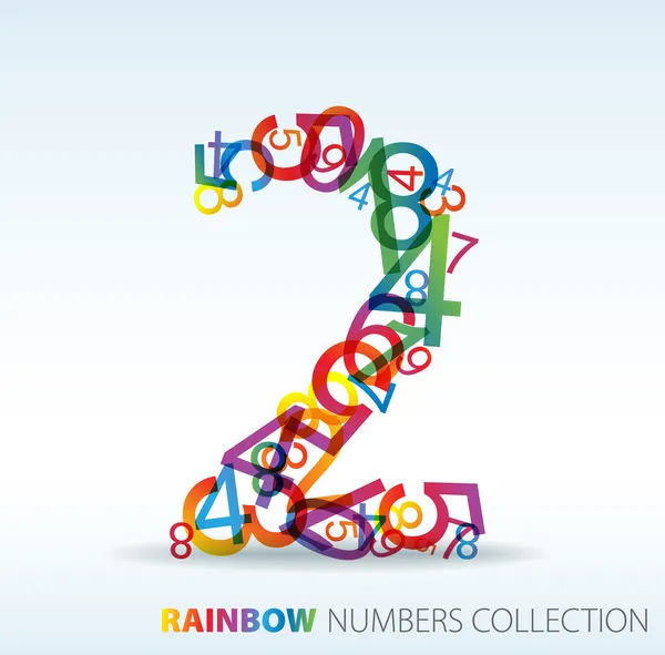 Αριθμός δύο κατασκευασμένα από πολύχρωμο αριθμούς — Διανυσματικό Αρχείο