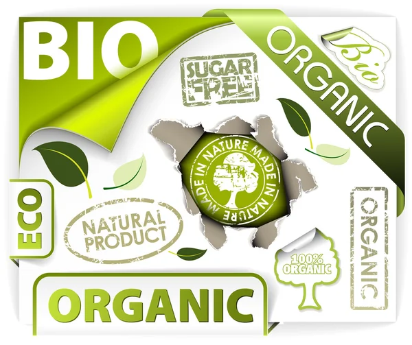 Conjunto de bio, eco, elementos orgánicos — Archivo Imágenes Vectoriales