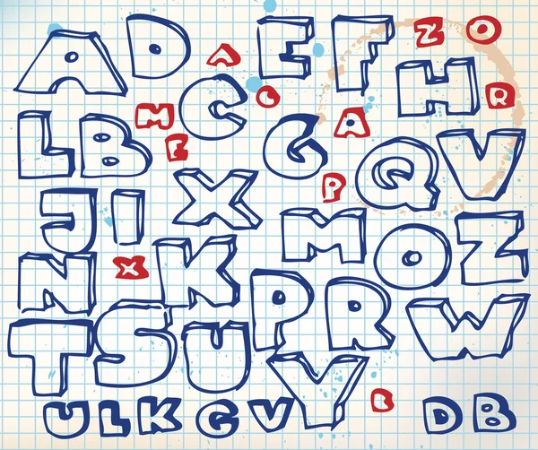 Elle çizilmiş doodle alfabesi — Stok Vektör