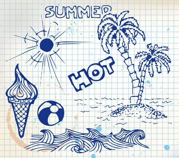 Summer doodle elements — Stock Vector