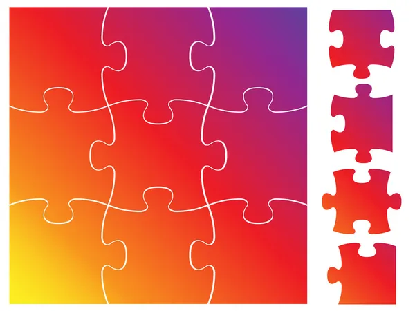 Komplettes Puzzle oder Puzzle-Set — Stockvektor