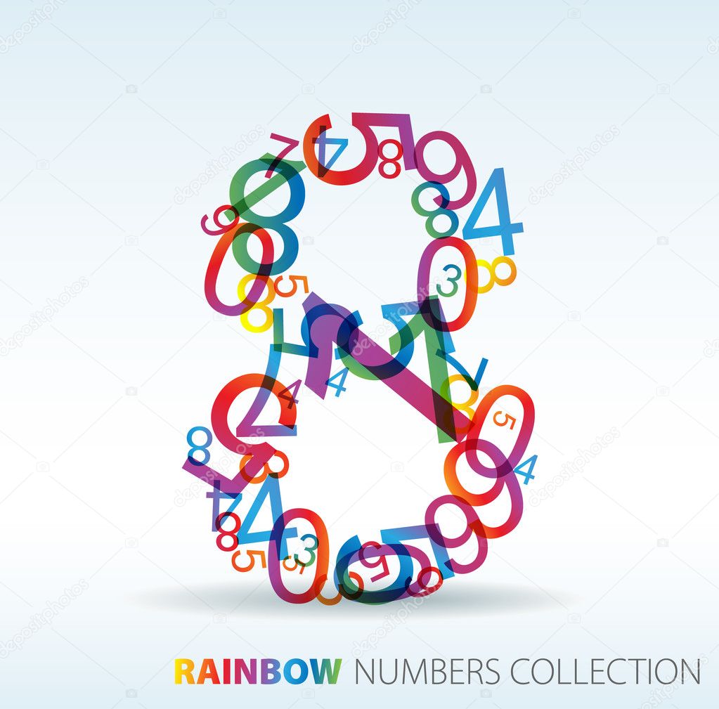 Number eight made from colorful numbers