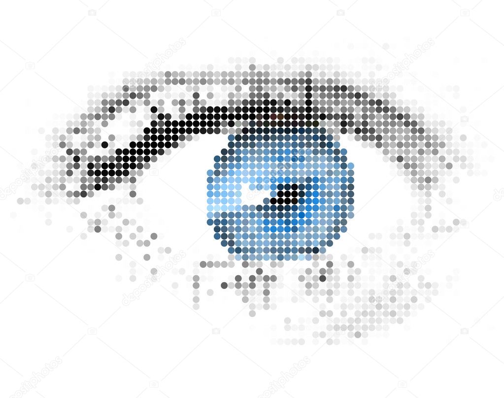 Abstract human - digital - blue eye