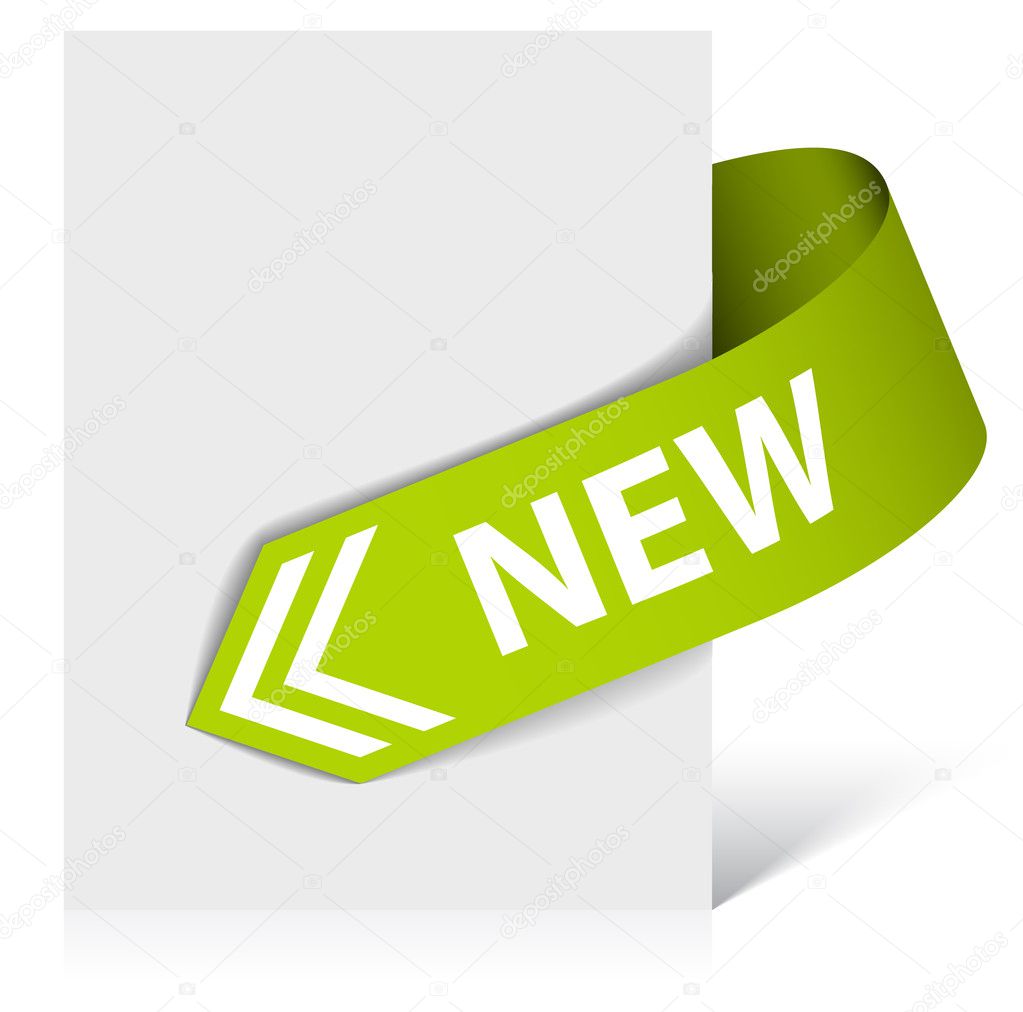 New green corner ribbon - arrow