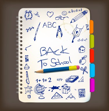 Back to school poster with doodle illustrations clipart