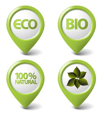 Set of green organic, natural, eco, bio food tags