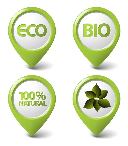 Dizi yeşil organik, doğal, eco, biyo gıda etiketleri — Stok Vektör