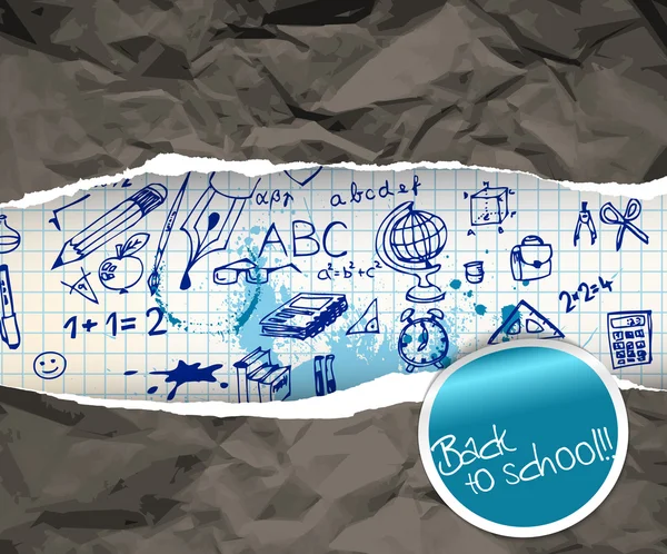 Poster de volta à escola com ilustrações doodle — Vetor de Stock