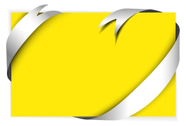 Ruban blanc autour du papier jaune blanc — Image vectorielle