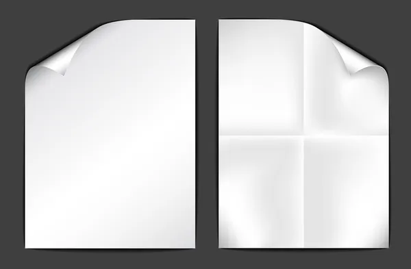 Deux feuilles de papier blanc sur fond sombre — Image vectorielle