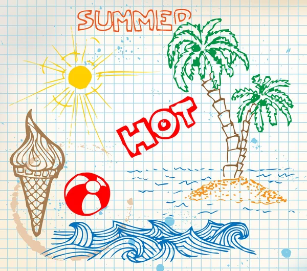 Elementos do doodle de verão — Vetor de Stock