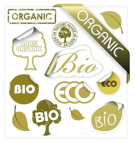 Set di elementi vettoriali bio, eco, organici — Vettoriale Stock