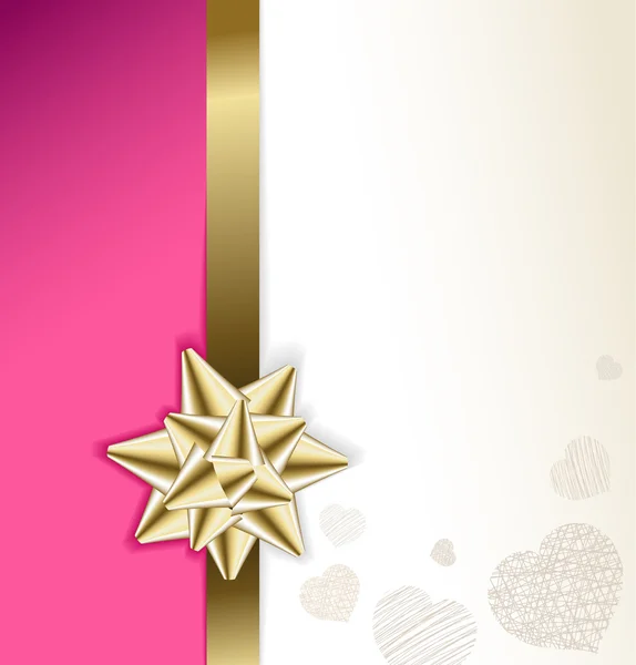 Carte de Saint-Valentin avec arc doré — Image vectorielle