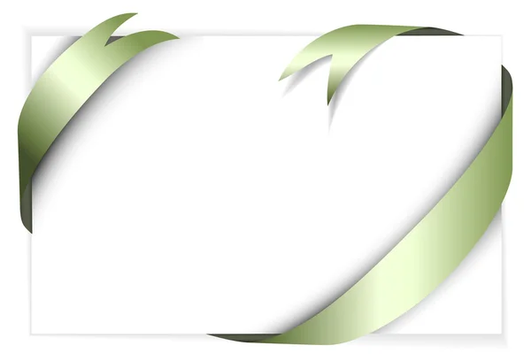 Green metal vector ribbon around blank white paper — Wektor stockowy