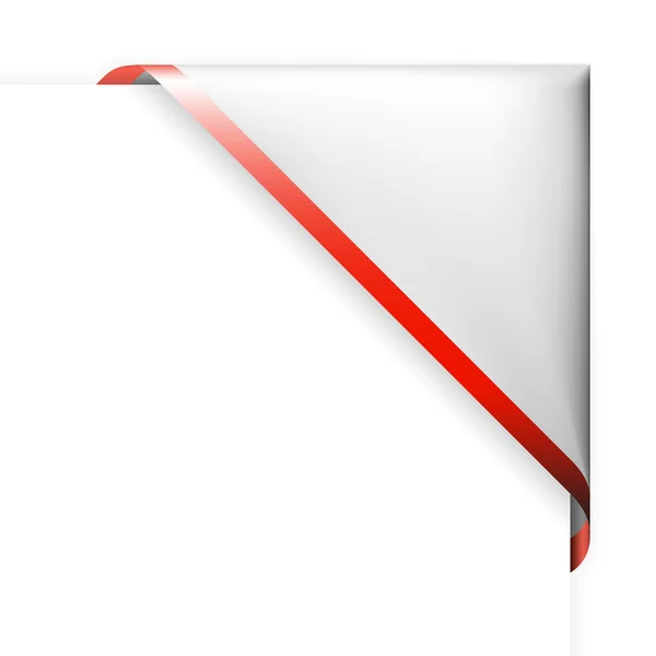 Ruban d'angle blanc avec bordure rouge — Image vectorielle