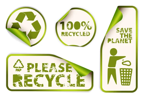Zestaw odznak recyklingu etykiety i naklejki — Wektor stockowy