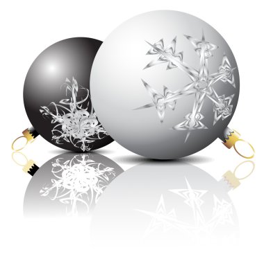Black and white Christmas bulbs clipart