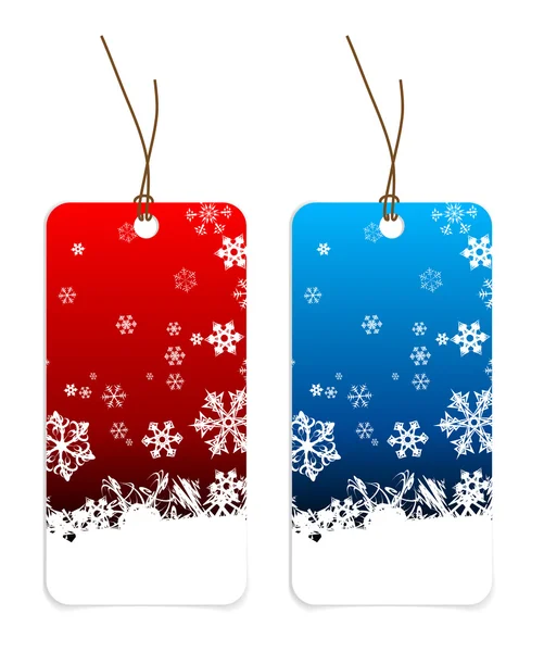 Jul Taggar med snöflingor — Stock vektor