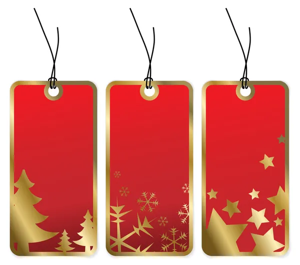 Rote Weihnachtsanhänger mit goldenen Rändern — Stockvektor