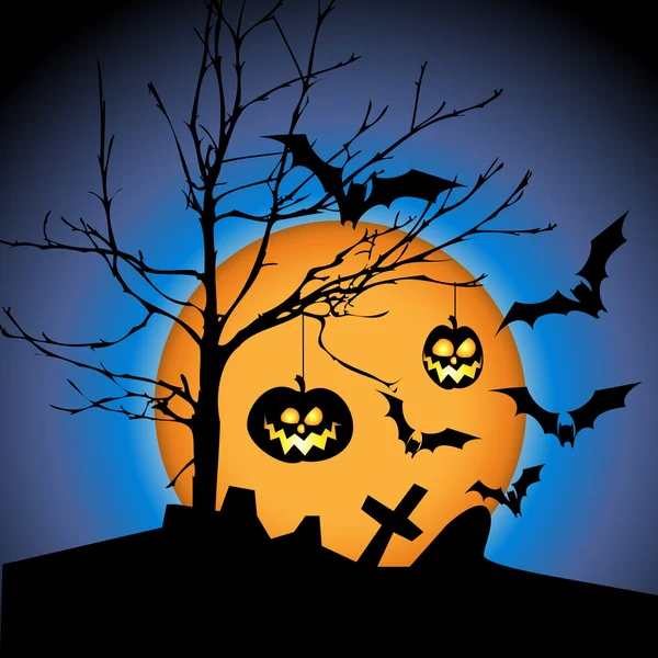 Halloween illustration with pumpkins — Stock Vector