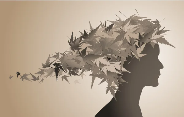 Autumn floral girl silhouette — Stock Vector