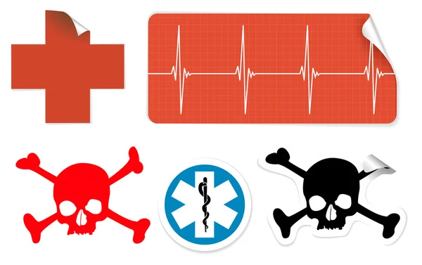 Medical symbols on stickers — Stock Vector