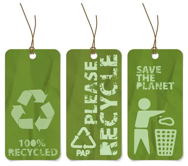Grunge tags for recycling — Stock Vector