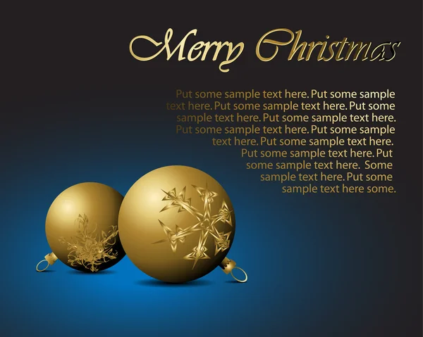 Gouden Kerstmis bollen met sneeuwvlokken versieringen — Stockvector
