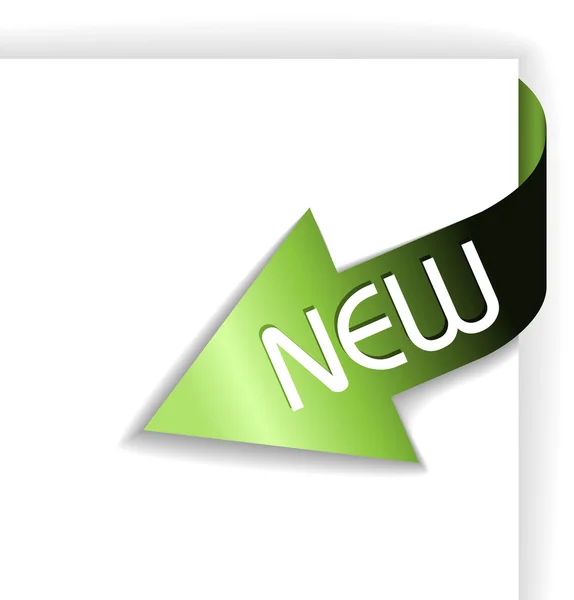Nový pás karet zelený koutek - šipka — Stockový vektor