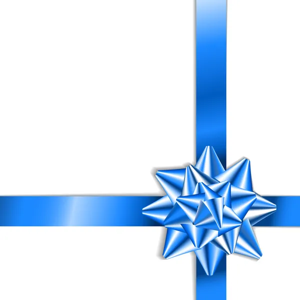 Fiocco blu su un nastro blu con sfondo bianco — Vettoriale Stock