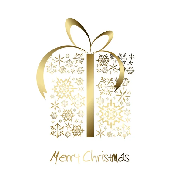 Coffret cadeau de Noël en flocons de neige dorés — Image vectorielle