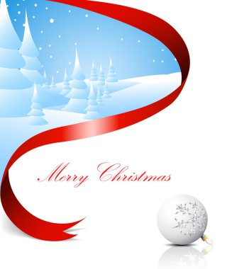 Christmas card with snowy landscape clipart