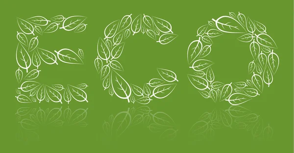 Eco letras hechas de hojas blancas — Vector de stock